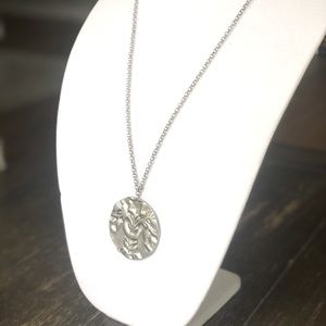 NWOT Chico’s Floral Medallion Long Silver Necklace